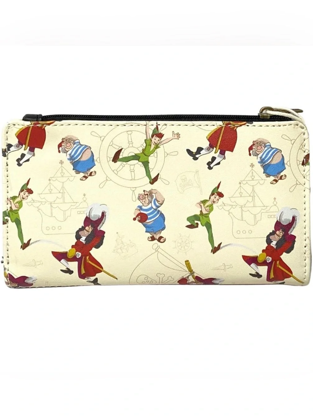 Loungefly- Captain Hook Peter pan Black Skull & Crossbones Wallet